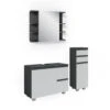 Badmöbel Set "J-Shape" Weiß/Anthrazit 3 Teile, Mit Midischrank Vicco -Möbel Store 20231123 m5624 01 ol