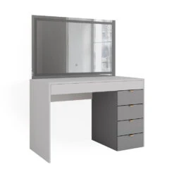 Vicco Schminktisch "Elise", Weiß/Grau, 115 Cm Mit LED-Spiegel