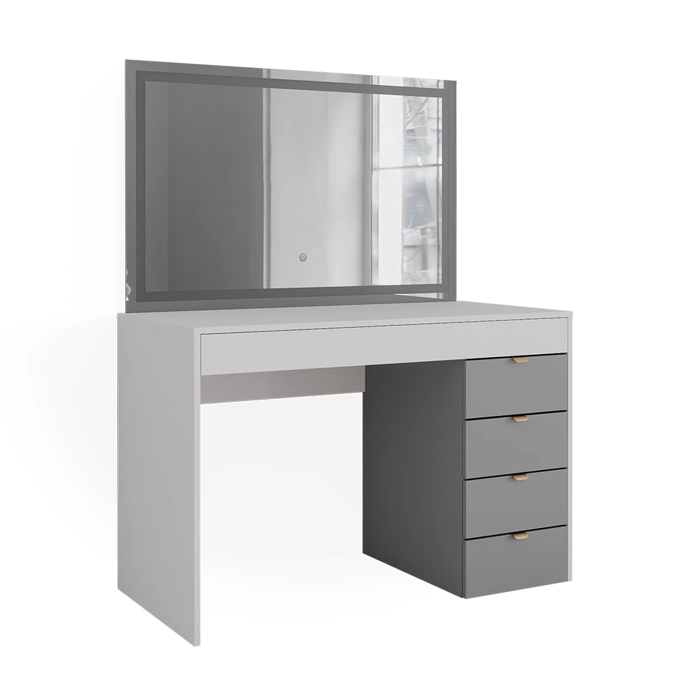 Vicco Schminktisch "Elise", Weiß/Grau, 115 Cm Mit LED-Spiegel 3 Vicco Schminktisch "Elise", Weiß/Grau, 115 Cm Mit LED-Spiegel