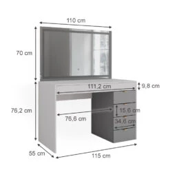 Vicco Schminktisch "Elise", Weiß/Grau, 115 Cm Mit LED-Spiegel 12 Vicco Schminktisch "Elise", Weiß/Grau, 115 Cm Mit LED-Spiegel -Möbel Store 20231123 m6211 sled 03 ol