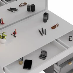 Vicco Schminktisch "Elise", Weiß/Grau, 115 Cm Mit LED-Spiegel 14 Vicco Schminktisch "Elise", Weiß/Grau, 115 Cm Mit LED-Spiegel -Möbel Store 20231123 m6211 sled 06 ol