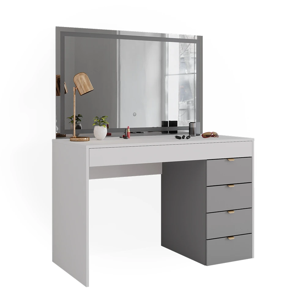 Vicco Schminktisch "Elise", Weiß/Grau, 115 Cm Mit LED-Spiegel 8 Vicco Schminktisch "Elise", Weiß/Grau, 115 Cm Mit LED-Spiegel – Bild 6