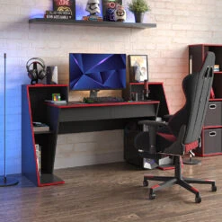Gaming Tisch "Roko" Schwarz/Rot 170 X 60.3 Cm Mit 2 Schubladen Vicco 13 Gaming Tisch "Roko" Schwarz/Rot 170 X 60.3 Cm Mit 2 Schubladen Vicco -Möbel Store 20231211 m6181 04 ol