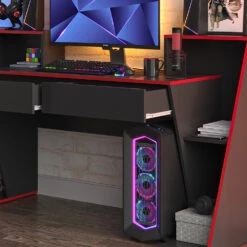 Gaming Tisch "Roko" Schwarz/Rot 170 X 60.3 Cm Mit 2 Schubladen Vicco 14 Gaming Tisch "Roko" Schwarz/Rot 170 X 60.3 Cm Mit 2 Schubladen Vicco -Möbel Store 20231211 m6181 05 ol