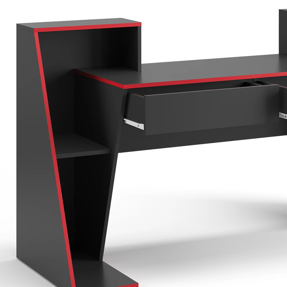 Gaming Tisch "Roko" Schwarz/Rot 170 X 60.3 Cm Mit 2 Schubladen Vicco 8 Gaming Tisch "Roko" Schwarz/Rot 170 X 60.3 Cm Mit 2 Schubladen Vicco – Bild 6