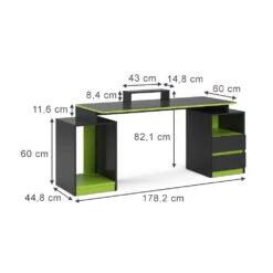 Vicco Schreibtisch "Mars", Anthrazit/Mintgrün, 178.2 X 60 Cm Mit 2 Schubladen -Möbel Store 20231228 m6182 03 cA ol