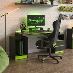 Vicco Schreibtisch "Mars", Anthrazit/Mintgrün, 178.2 X 60 Cm Mit 2 Schubladen -Möbel Store 20231228 m6182 04 ol