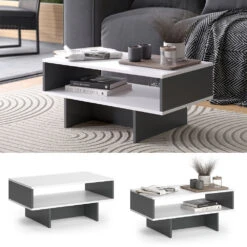 Vicco Couchtisch "Josef", Anthrazit/Weiß, 80 X 35.4 Cm Mit 1 Regal 10 Vicco Couchtisch "Josef", Anthrazit/Weiß, 80 X 35.4 Cm Mit 1 Regal -Möbel Store 20231228 m6283 02 ol