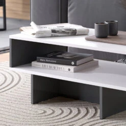 Vicco Couchtisch "Josef", Anthrazit/Weiß, 80 X 35.4 Cm Mit 1 Regal 13 Vicco Couchtisch "Josef", Anthrazit/Weiß, 80 X 35.4 Cm Mit 1 Regal -Möbel Store 20231228 m6283 05 ol