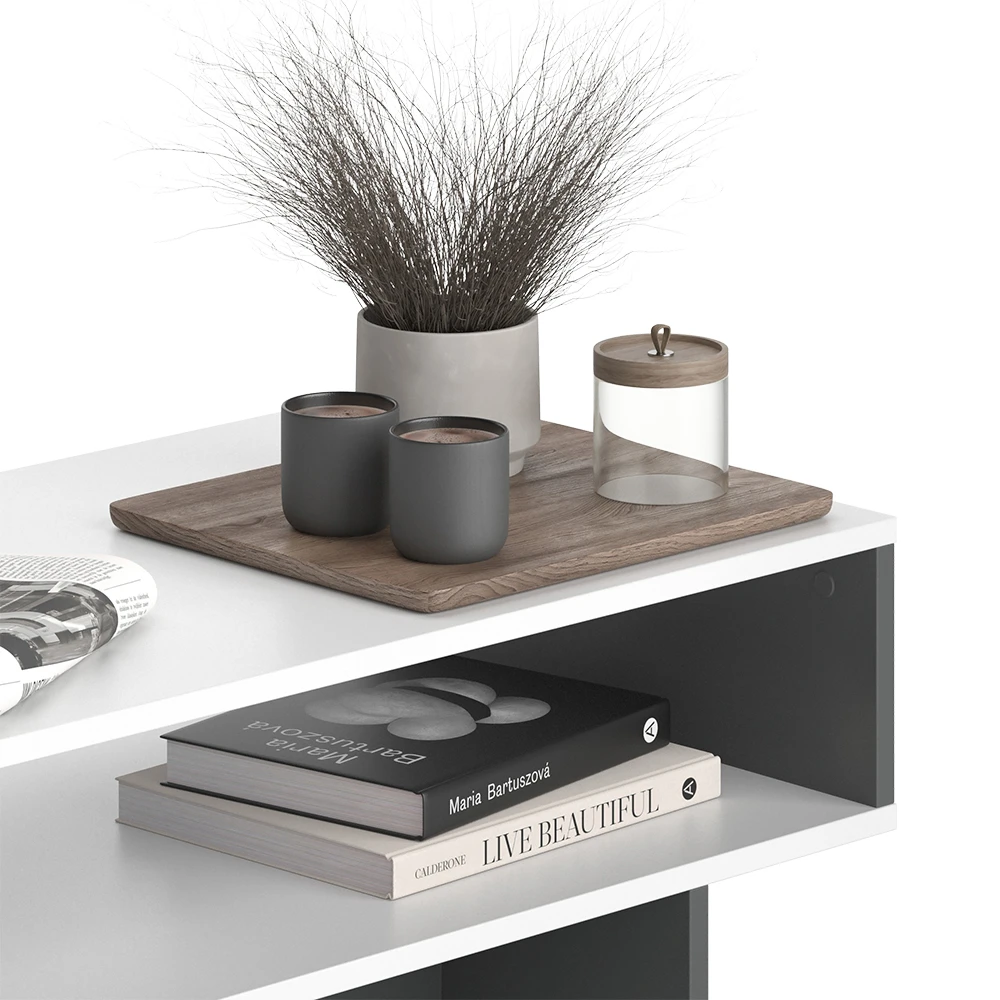 Vicco Couchtisch "Josef", Anthrazit/Weiß, 80 X 35.4 Cm Mit 1 Regal 8 Vicco Couchtisch "Josef", Anthrazit/Weiß, 80 X 35.4 Cm Mit 1 Regal – Bild 6