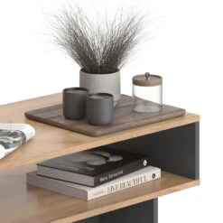 Vicco Couchtisch "Josef", Anthrazit/Goldkraft Eiche, 80 X 35.4 Cm Mit 1 Regal -Möbel Store 20231228 m6284 06 ol