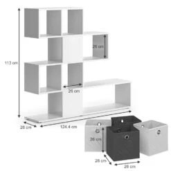 Raumteiler "Hylda" Weiß 124.4 X 113 Cm Mit 4 Faltboxen Vicco -Möbel Store 20231317 m5600 03 ol