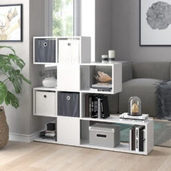 Raumteiler "Hylda" Weiß 124.4 X 113 Cm Mit 4 Faltboxen Vicco -Möbel Store 20231317 m5600 04 ol