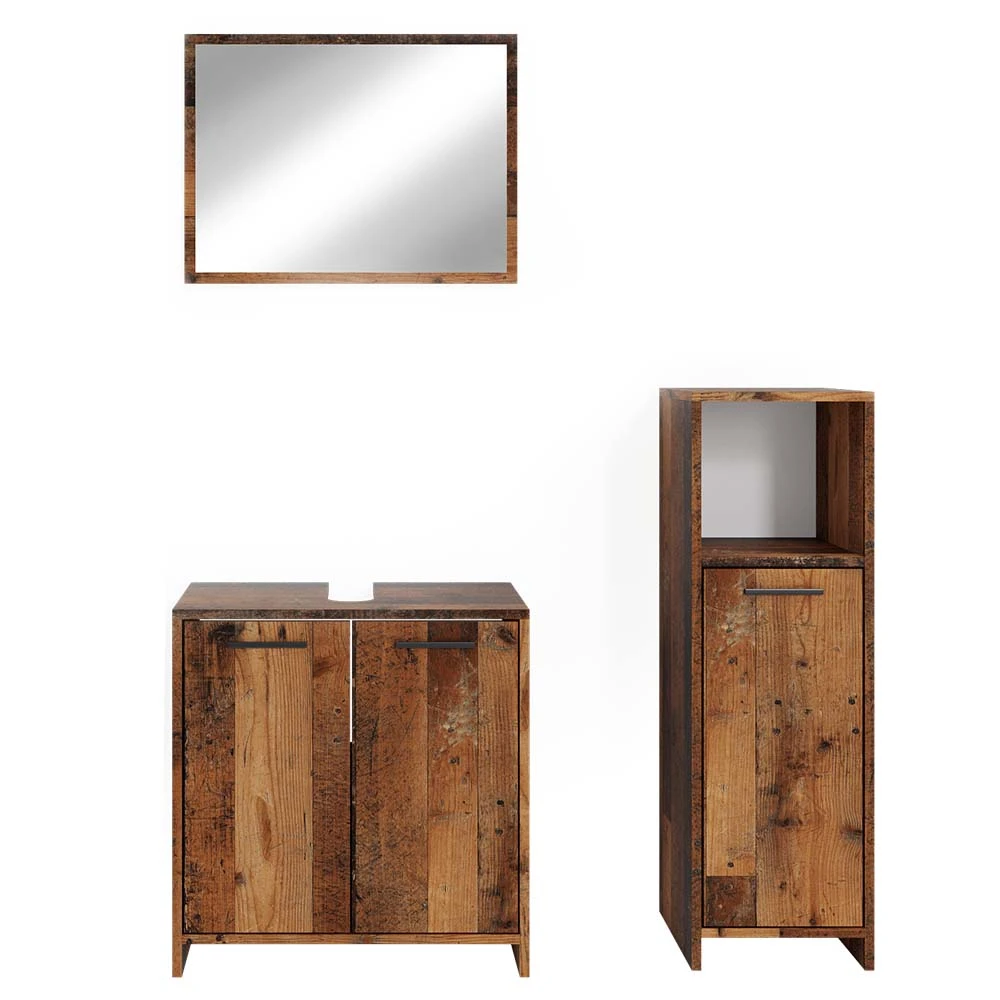 Badmöbel Set "Kiko" Eiche Rustikal 3 Teile, Mit Midischrank Vicco 3 Badmöbel Set "Kiko" Eiche Rustikal 3 Teile, Mit Midischrank Vicco