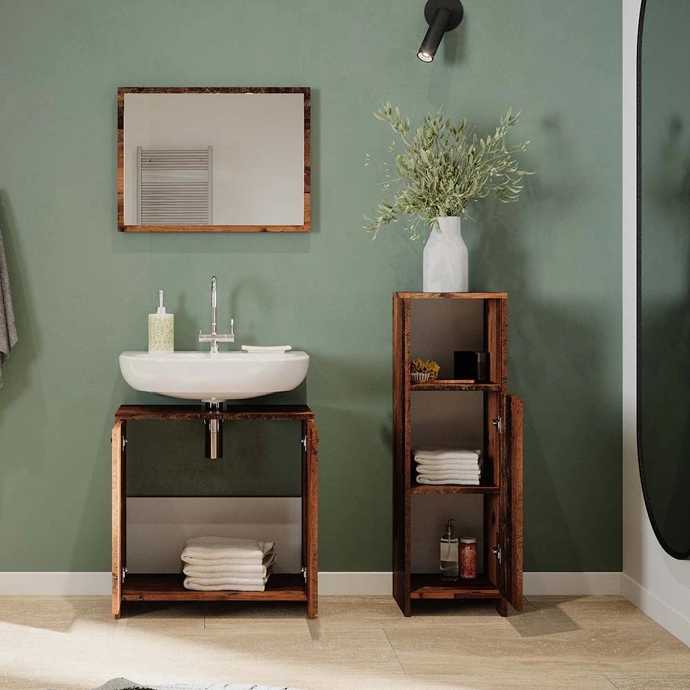 Badmöbel Set "Kiko" Eiche Rustikal 3 Teile, Mit Midischrank Vicco 6 Badmöbel Set "Kiko" Eiche Rustikal 3 Teile, Mit Midischrank Vicco – Bild 4