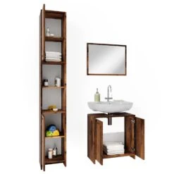 Badmöbel Set "Kiko" Eiche Rustikal 3 Teile, Mit Hochschrank Vicco -Möbel Store 20231323 m5609 07 ol