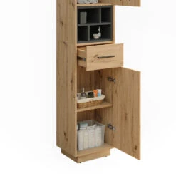 Badschrank "Beatrice" Eiche/Anthrazit 38 X 190 Cm Mit Türen, Schublade Und Offenen Fächern Vicco 14 Badschrank "Beatrice" Eiche/Anthrazit 38 X 190 Cm Mit Türen, Schublade Und Offenen Fächern Vicco -Möbel Store 20231410 m5592 06 ol