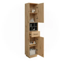 Badschrank "Beatrice" Eiche/Anthrazit 38 X 190 Cm Mit Türen, Schublade Und Offenen Fächern Vicco 15 Badschrank "Beatrice" Eiche/Anthrazit 38 X 190 Cm Mit Türen, Schublade Und Offenen Fächern Vicco -Möbel Store 20231410 m5592 07 ol