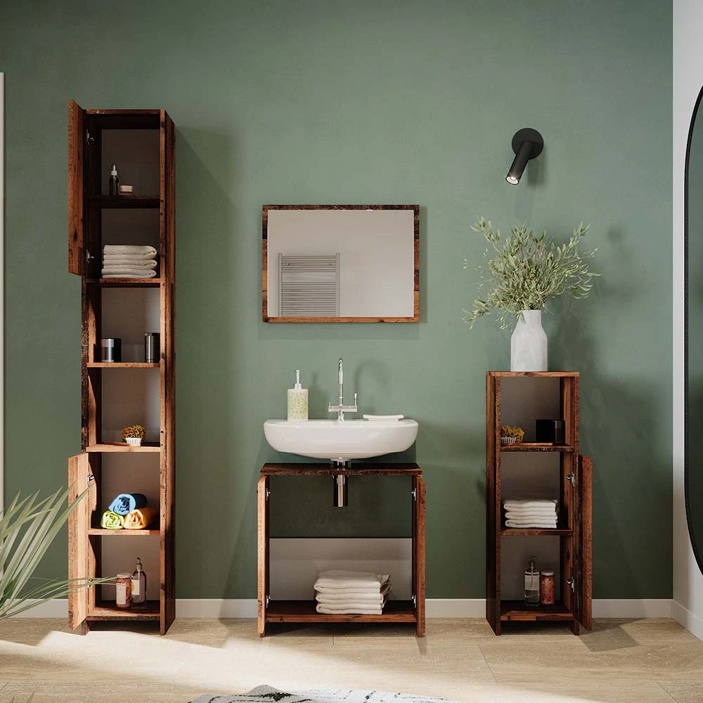 Badmöbel Set "Kiko" Eiche Rustikal 4 Teile Vicco 6 Badmöbel Set "Kiko" Eiche Rustikal 4 Teile Vicco – Bild 4