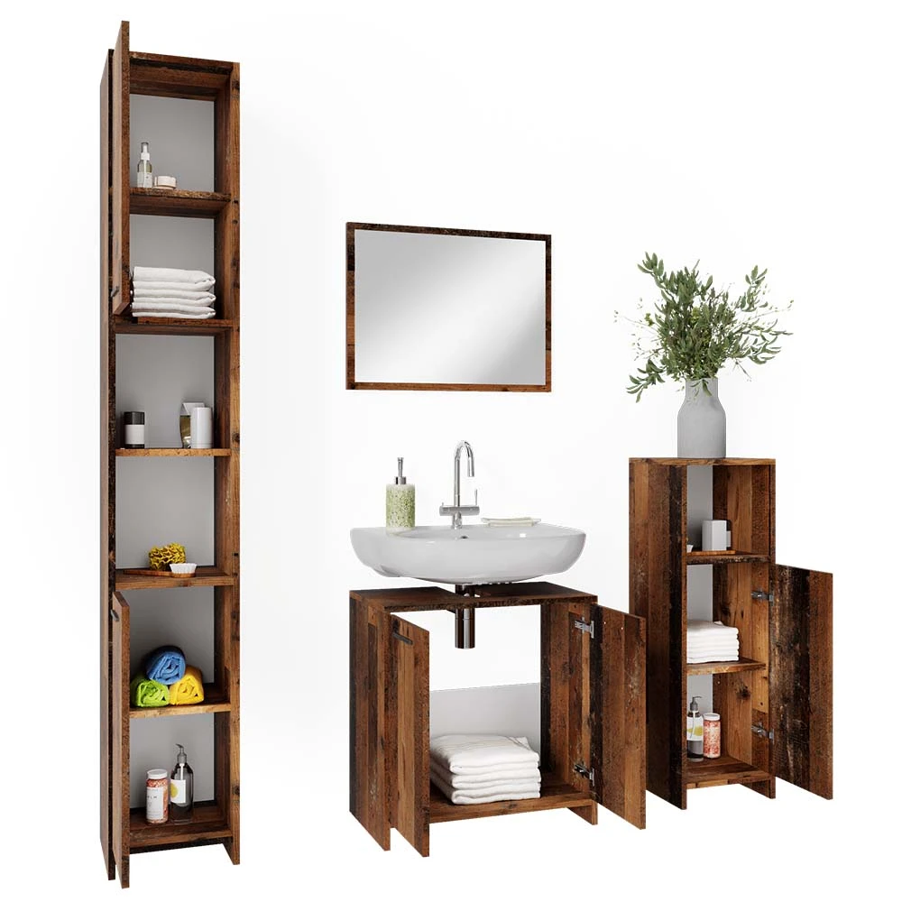 Badmöbel Set "Kiko" Eiche Rustikal 4 Teile Vicco 9 Badmöbel Set "Kiko" Eiche Rustikal 4 Teile Vicco – Bild 7