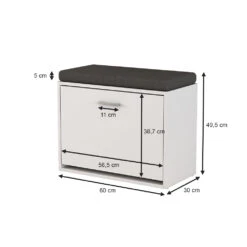 Schuhbank "Georg" Weiß 60 X 49.5 Cm Mit Auflage Oskar Store -Möbel Store 20231705 m5659 03 ol