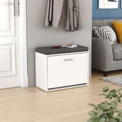 Schuhbank "Georg" Weiß 60 X 49.5 Cm Mit Auflage Oskar Store -Möbel Store 20231705 m5659 04 ol