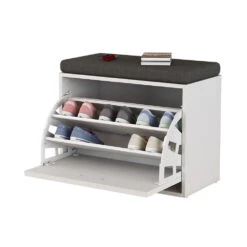 Schuhbank "Georg" Weiß 60 X 49.5 Cm Mit Auflage Oskar Store -Möbel Store 20231705 m5659 07 ol