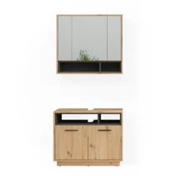 Badmöbel Set "Beatrice" Eiche/Anthrazit 2 Teile Vicco