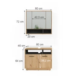 Badmöbel Set "Beatrice" Eiche/Anthrazit 2 Teile Vicco -Möbel Store 20231723 m5649 03 ol