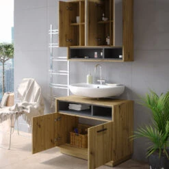 Badmöbel Set "Beatrice" Eiche/Anthrazit 2 Teile Vicco -Möbel Store 20231723 m5649 05 ol