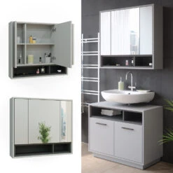 Bad Spiegelschrank "Beatrice" Grau/Anthrazit 80 X 72 Cm Vicco 11 Bad Spiegelschrank "Beatrice" Grau/Anthrazit 80 X 72 Cm Vicco -Möbel Store 20231810 m5594 02 ol