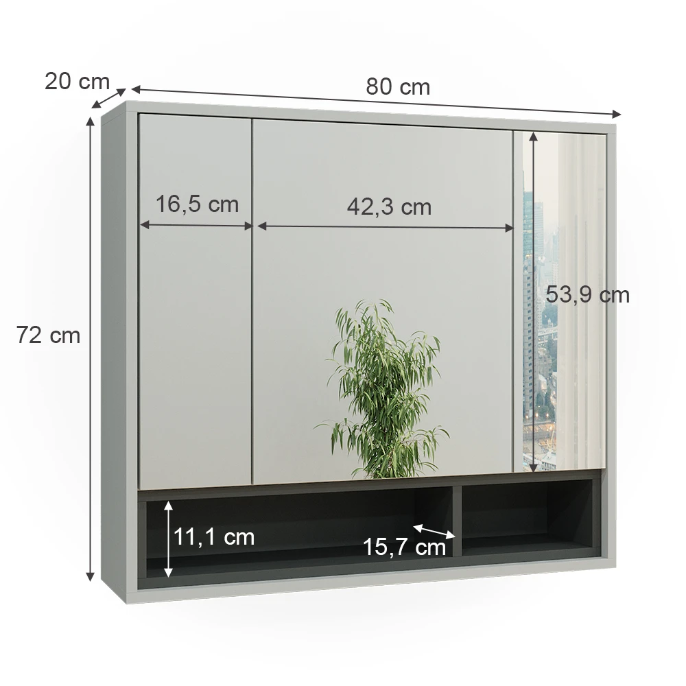 Bad Spiegelschrank "Beatrice" Grau/Anthrazit 80 X 72 Cm Vicco 6 Bad Spiegelschrank "Beatrice" Grau/Anthrazit 80 X 72 Cm Vicco – Bild 4