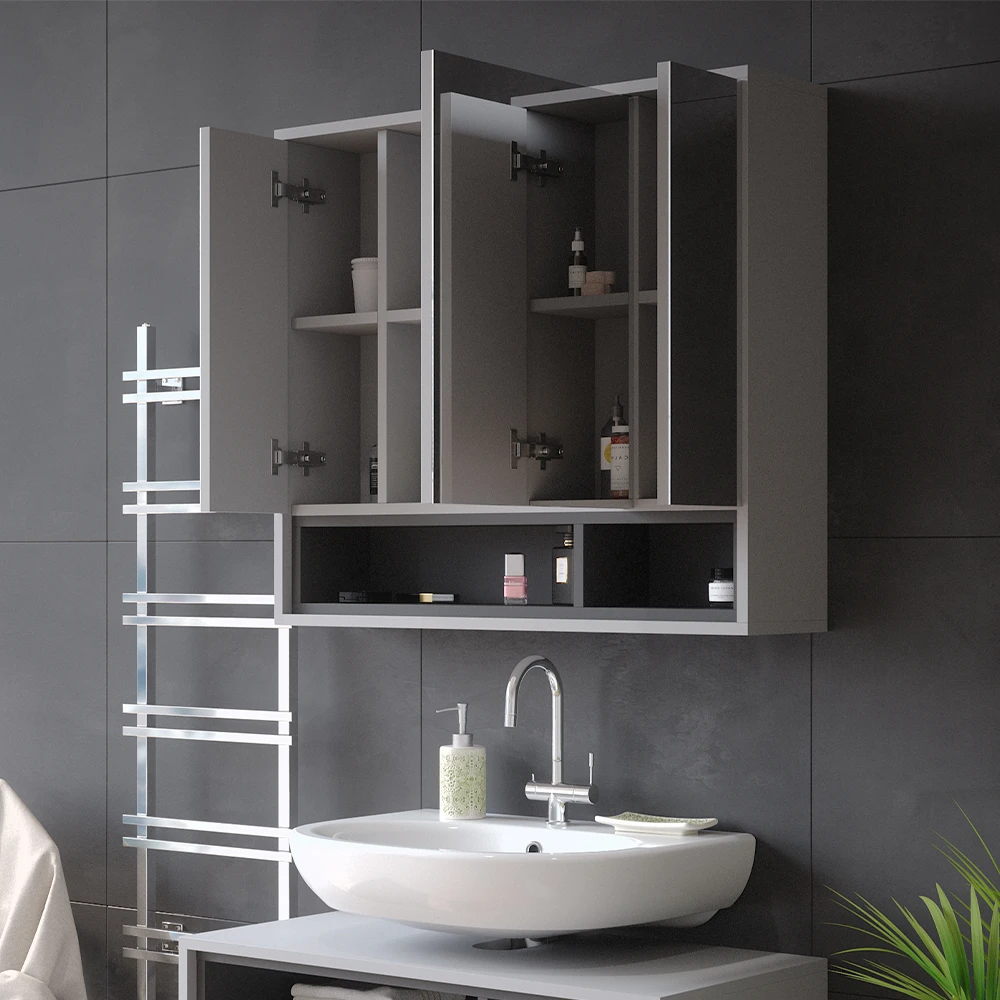 Bad Spiegelschrank "Beatrice" Grau/Anthrazit 80 X 72 Cm Vicco 7 Bad Spiegelschrank "Beatrice" Grau/Anthrazit 80 X 72 Cm Vicco – Bild 5