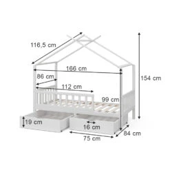 Hausbett "Franka" Weiß 80x160 Cm Mit 2 Schubladen Oskar Store 11 Hausbett "Franka" Weiß 80x160 Cm Mit 2 Schubladen Oskar Store -Möbel Store 20231912 m5553 03 ol