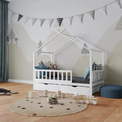 Hausbett "Franka" Weiß 80x160 Cm Mit 2 Schubladen Oskar Store 12 Hausbett "Franka" Weiß 80x160 Cm Mit 2 Schubladen Oskar Store -Möbel Store 20231912 m5553 04 ol