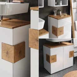 Badmöbel Set "Eden" Weiß Hochglanz/Artisan-Eiche 4 Teile Vicco -Möbel Store 20232217 m5614 05 ol