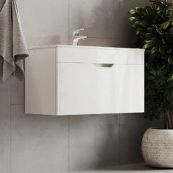 Badmöbel Set "Stefania" Weiß 2 Teile, Unterschrank 80 Cm Vicco -Möbel Store 20232321 m5494 04 ol