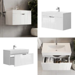 Badmöbel Set "Stefania" Weiß 2 Teile, Unterschrank 80 Cm Vicco -Möbel Store 20232321 m5494 08 ol