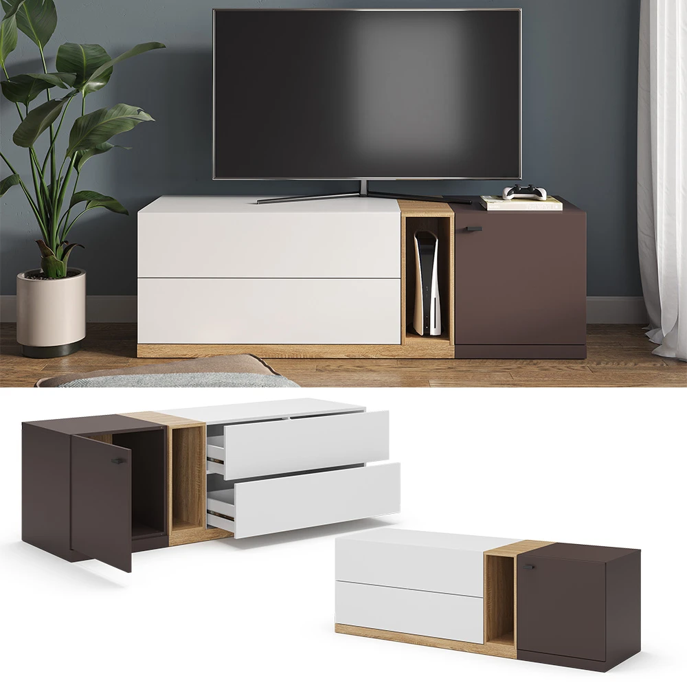 Lowboard "Phönix" Weiß/Braun 170 X 55 Cm Vicco 5 Lowboard "Phönix" Weiß/Braun 170 X 55 Cm Vicco – Bild 3