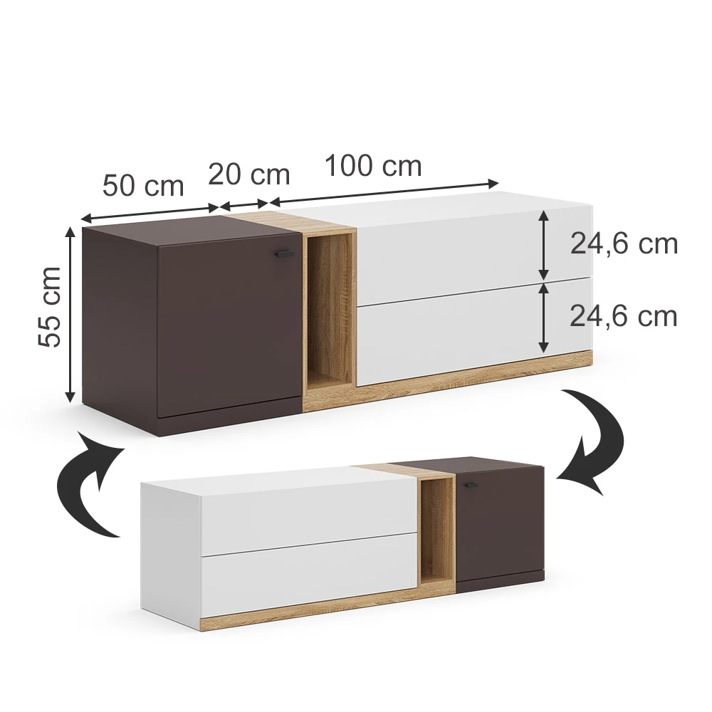 Lowboard "Phönix" Weiß/Braun 170 X 55 Cm Vicco 6 Lowboard "Phönix" Weiß/Braun 170 X 55 Cm Vicco – Bild 4