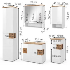 Badmöbel Set "Eden" Weiß Hochglanz/Artisan-Eiche 5 Teile Vicco -Möbel Store 20232417 m5615 03 ol