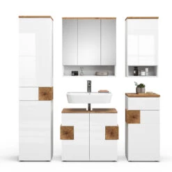 Badmöbel Set "Eden" Weiß Hochglanz/Artisan-Eiche 5 Teile Vicco -Möbel Store 20232417 m5615 07 ol