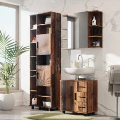 Badmöbel Set "Ilias" Eiche Rustikal 3 Teile, Mit Unterschrank 60 Cm Vicco -Möbel Store 20232428 m5871 04 ol