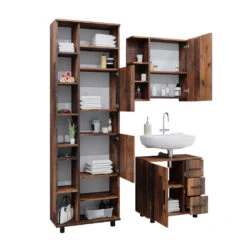 Badmöbel Set "Ilias" Eiche Rustikal 3 Teile, Mit Unterschrank 60 Cm Vicco -Möbel Store 20232428 m5871 07 ol