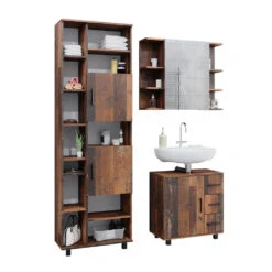 Badmöbel Set "Ilias" Eiche Rustikal 3 Teile, Mit Unterschrank 60 Cm Vicco -Möbel Store 20232428 m5871 08 ol