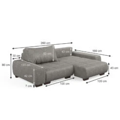 Sofa L Form "Perry" Grau 260 X 160 Cm Vitalispa -Möbel Store 20232512 m1764 03 ol