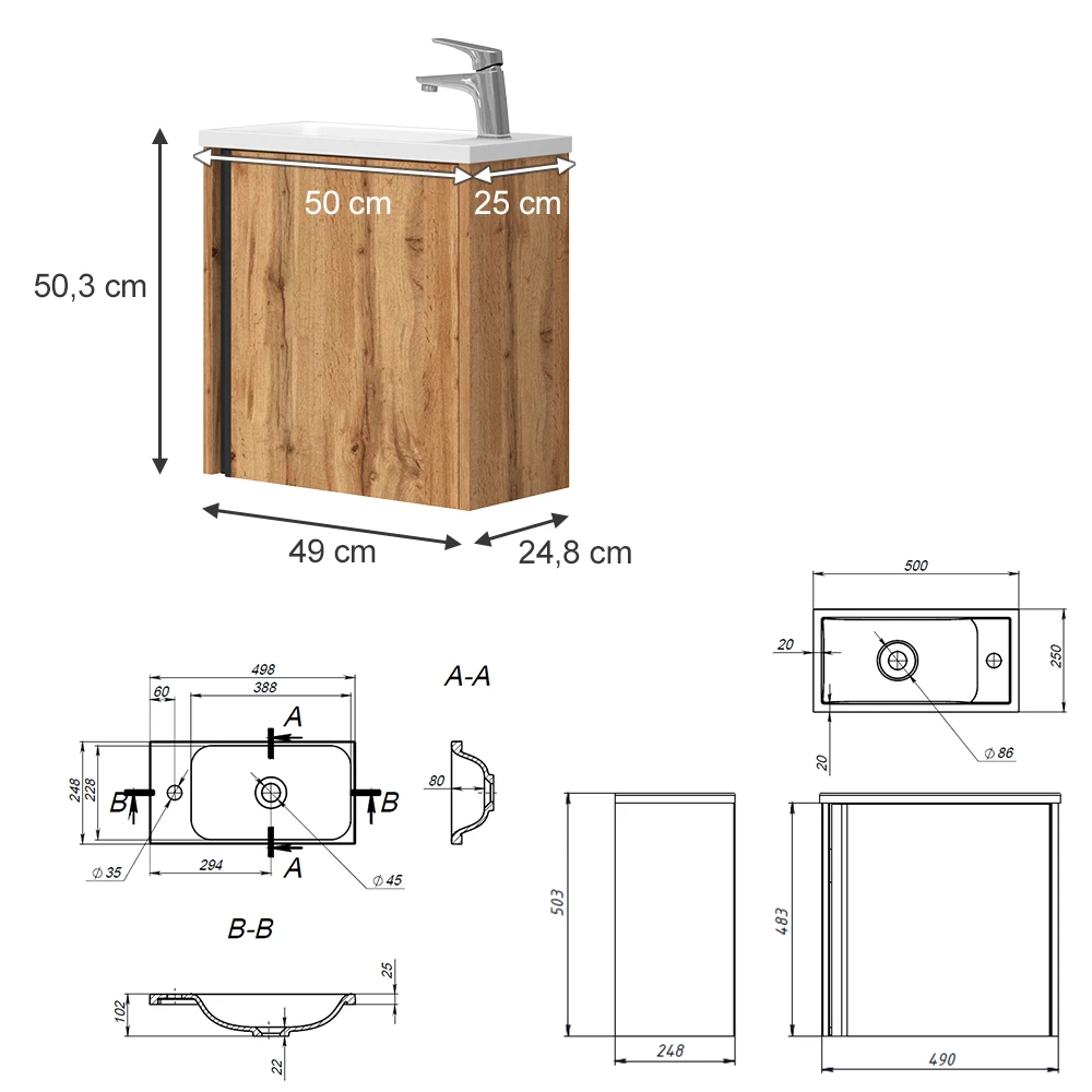 Badmöbel Set "Kleo" Goldkraft Eiche 2 Teile Vicco 5 Badmöbel Set "Kleo" Goldkraft Eiche 2 Teile Vicco – Bild 3
