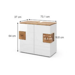 Waschbeckenunterschrank "Eden" Weiß Hochglanz/Artisan-Eiche 73.1 X 64 Cm Vicco -Möbel Store 20232817 m5519 03 ol
