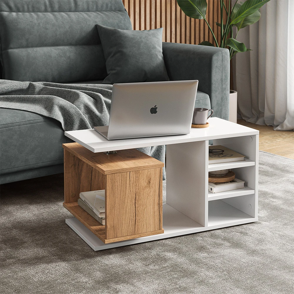 Couchtisch "Rafi" Weiß/Eiche 88 X 40 Cm Vicco 3 Couchtisch "Rafi" Weiß/Eiche 88 X 40 Cm Vicco