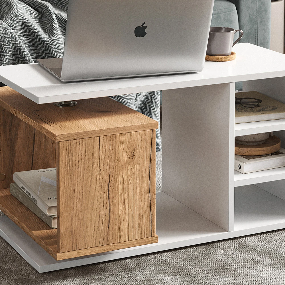 Couchtisch "Rafi" Weiß/Eiche 88 X 40 Cm Vicco 7 Couchtisch "Rafi" Weiß/Eiche 88 X 40 Cm Vicco – Bild 5